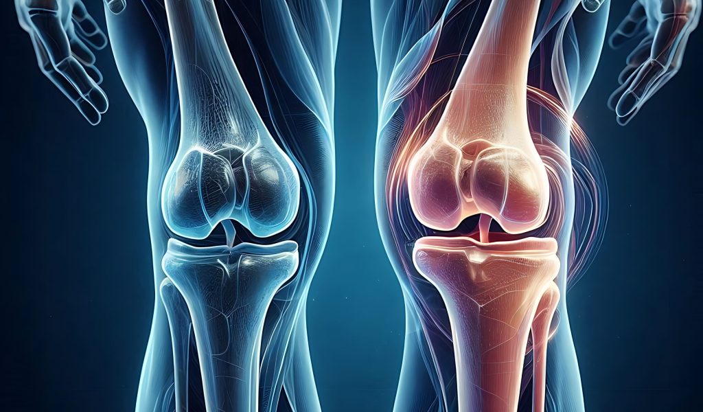 Digital Illustration of Human Knee Joint Anatomical View with Inflammation